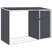 Syfax Capanno per Legna Antracite 245x98x159 cm in Acciaio Zincato