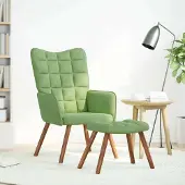 Prolenta Maison Exclusive - Poltrona relax con poggiapiedi in velluto verde chiaro