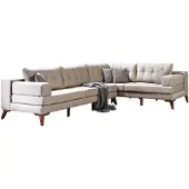 AEA Weiße Stilvolle Eckcouch Textilsofas Moderne Wohnlandschaft Luxus Möbel
