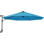 Syfax Ombrellone a Parete con LED Blu Mare 290 cm