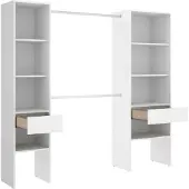 Dmora Guardaroba Grande Siony 50x185h cm Bianco, Appendiabiti 10 Vani