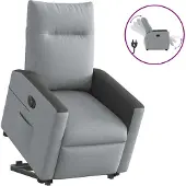 Syfax Poltrona Reclinante Alzapersona Elettrica Grigio Chiaro Tessuto