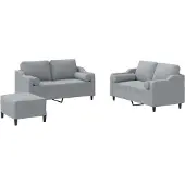 Syfax Set Divani 3 pz con Cuscini Grigio Chiaro in Tessuto