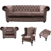 AEA Sofagarnitur Chesterfield Polster Couch Sofa Leder Sitz Garnitur Ohrensessel 413