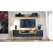 AEA Wohnzimmer Set TV-Lowboard Luxuriöses Medienmöbel Holz Wandregal