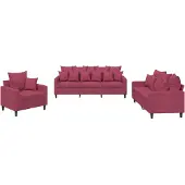 vidaXL Set di divani 3 pezzi con cuscini in velluto rosso vino