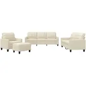 vidaXL Set di divani 4 pezzi con cuscini in Pelle finta crema