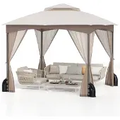 Northix Gazebo 3x3 m con zanzariera e sacchi di sabbia, impermeabile