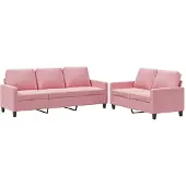 vidaXL Set divano 2 pezzi con cuscini in velluto rosa