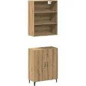 Syfax Credenza con Pensile Rovere Artigianale in Legno Multistrato
