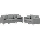 Syfax Set Divani 2 pz con Cuscini Grigio Chiaro in Tessuto