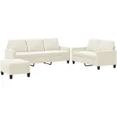 Syfax Set di Divani 3 pz con Cuscini Crema in Velluto