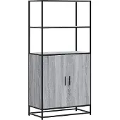 Syfax Credenza Grigio Sonoma 68x35x139 cm Legno Multistrato Metallo