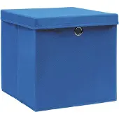 vidaXL Scatole con coperchio 10 pz. Blu 32x32x32 cm Tessuto