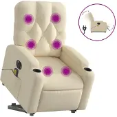 Syfax Poltrona Alzapersona Massaggiante Elettrica Crema in Tessuto