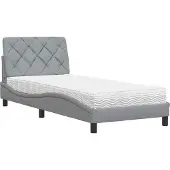 Syfax Letto con Materasso Grigio Chiaro 80x200 cm in Tessuto