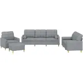 vidaXL Set di divani 4 pezzi con cuscini in tessuto grigio chiaro