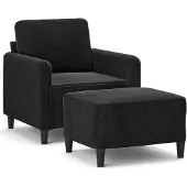 vidaXL Poltrona con sgabello nero 60 cm in velluto