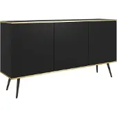 3Xeliving Cassettiera: nera, gambe nere, 160 x 85 x 39 cm
