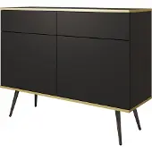 3Xeliving Cassettiera: nera, gambe nere, 107x85x39 cm