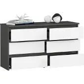 BDW , cassettiera, 6 cassetti, 100x57, armadio, credenza, grigio / bianco