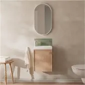 MOB-IN Mobile lavabo FRAME in rovere + rubinetto + set specchio