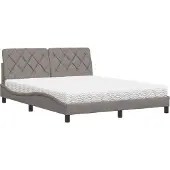Syfax Letto con Materasso Tortora 160x200 cm in Tessuto