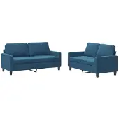 Syfax Set di Divani 2 pz con Cuscini Blu in Velluto