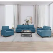 Syfax Set di Divani 3 pz con Cuscini Blu in Velluto