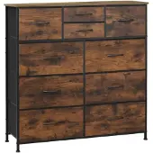 OEM Comodà a 8 cassetti, metallo, legno, marrone, 100x100x30 cm, robusta