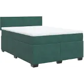 Syfax Giroletto a Molle con Materasso Verde Scuro 140x200 cm Velluto