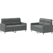 Syfax Set di Divani 2 pz con Cuscini Grigio Scuro in Tessuto