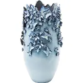 Kare Vaso con farfalle, azzurro, altezza 50 cm, gres porcellanato