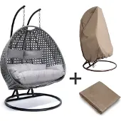 HOME DELUXE - Poltrona sospesa in polyrattan TWIN Grey - completa