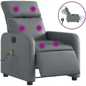 Syfax Poltrona Massaggiante Elettrica Reclinabile Grigio Pelle finta