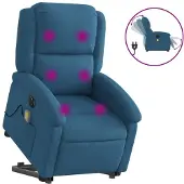 Syfax Poltrona Alzapersona Massaggi Reclinabile Elettrica Blu Velluto