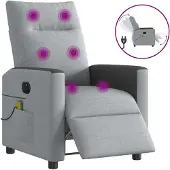 Syfax Poltrona Reclinabile Massaggio Elettrica Grigio Chiaro Tessuto