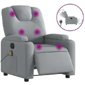 Syfax Poltrona Reclinabile Massaggio Elettrica Grigio Chiaro Tessuto
