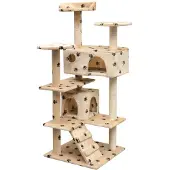 Syfax Albero per Gatti Tiragraffi Sisal 125 cm Zampe Stampate Beige