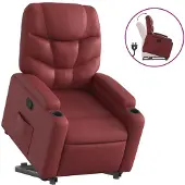 Syfax Poltrona Alzapersona Reclinabile Rosso Vino in Pelle finta