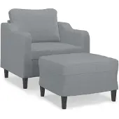 vidaXL Poltrona con sgabello grigio chiaro 60 cm tessuto