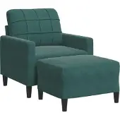 Syfax Poltroncina con Poggiapiedi Verde Scuro 60 cm in Velluto