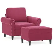 Syfax Poltrona con Poggiapiedi Rosso Vino 60 cm in Velluto