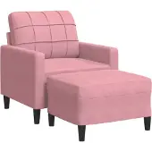 Syfax Poltrona con Poggiapiedi Rosa 60 cm Velluto
