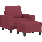 vidaXL Poltrona con sgabello rosso vino 60 cm in tessuto