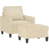 Syfax Poltrona con Poggiapiedi Crema 60 cm in Tessuto