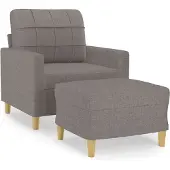 vidaXL Poltrona con sgabello taupe 60 cm in tessuto