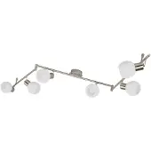 LINDBY plafoniera Elaina, 180 cm, a 6 luci, nichel, vetro, E14