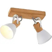 LINDBY faretto da soffitto Merela, bianco, 28 cm, a 2 luci, legno, E14