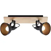 LINDBY plafoniera Aylis, a 2 luci, 40 cm, nero, legno, E14